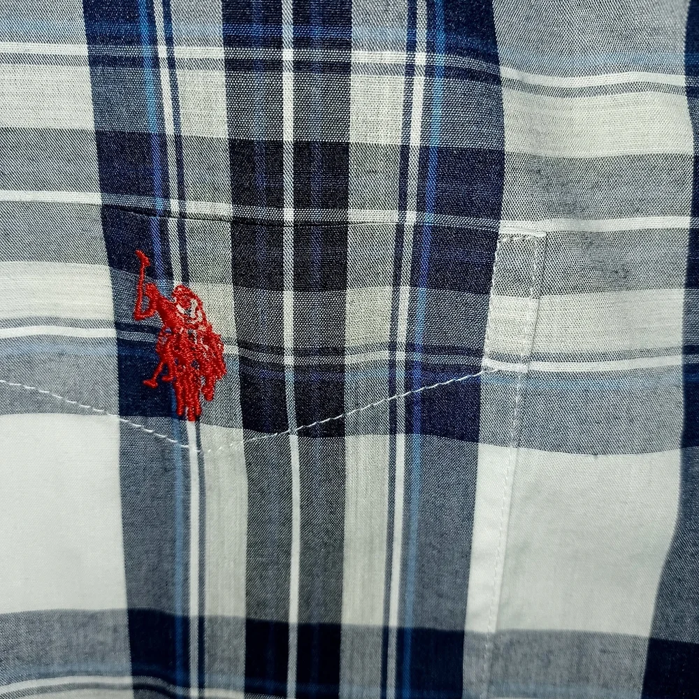 U.S. POLO ASSN. Men's L. White with blue & gray. - Picture 4 of 6